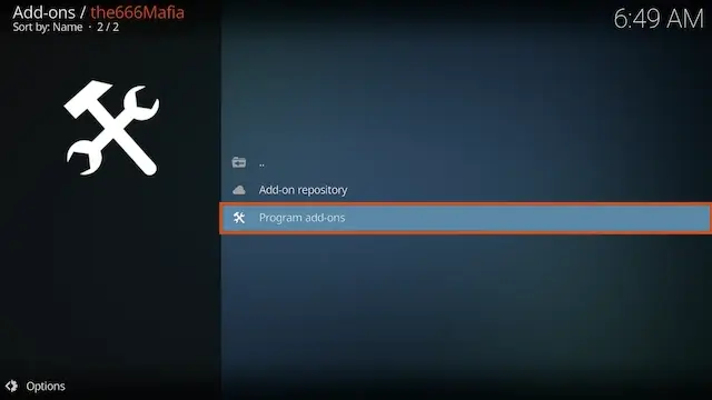 Select program add-ons