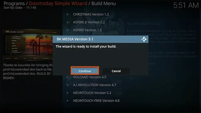 Select Yes to allow the build to download and install