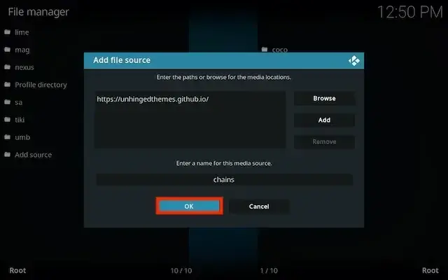 Select OK