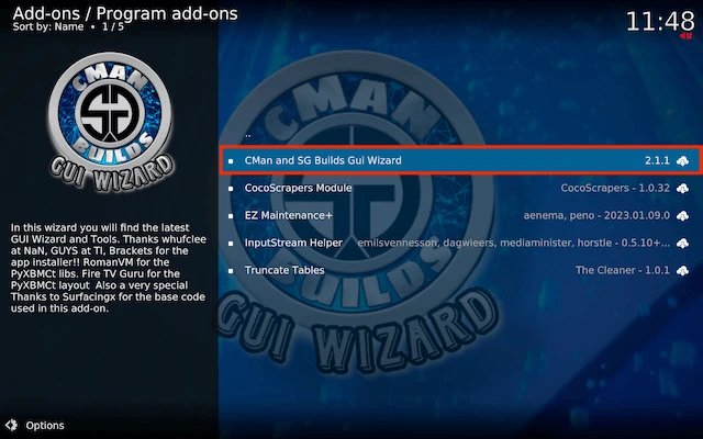 select Cman and SG Build GUI Wizard