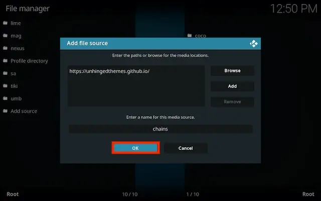 Select OK