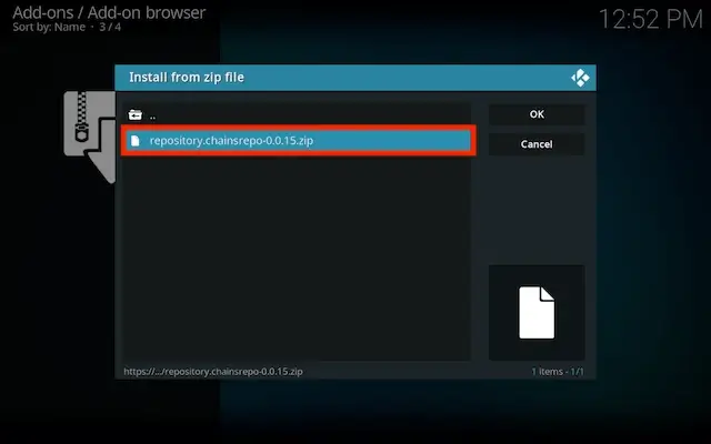 select the chains repo link