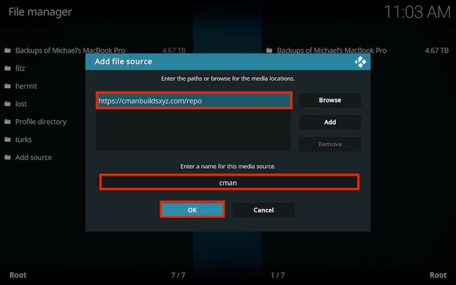 Enter the repo address on your Kodi device