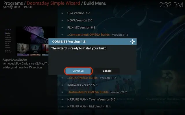Select Continue
