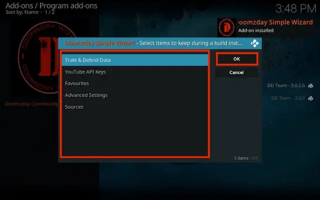 Select OK