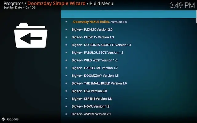 Scroll down and select any build you wish to install