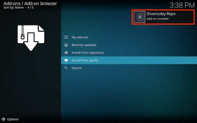 wait for a notification saying the repo is installed