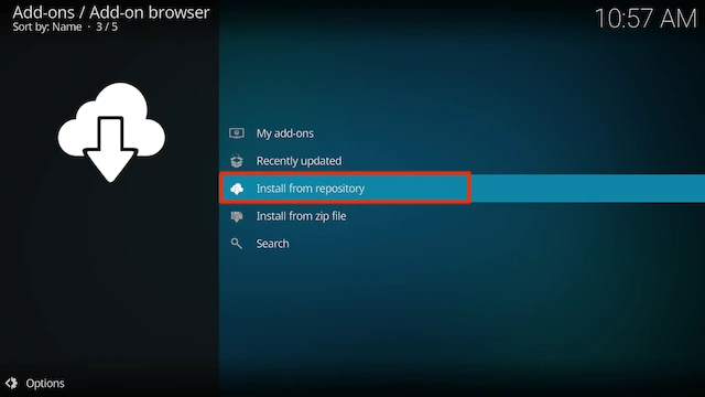 Here you need to select install from repository