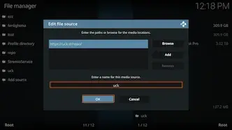 Type the name of the media source