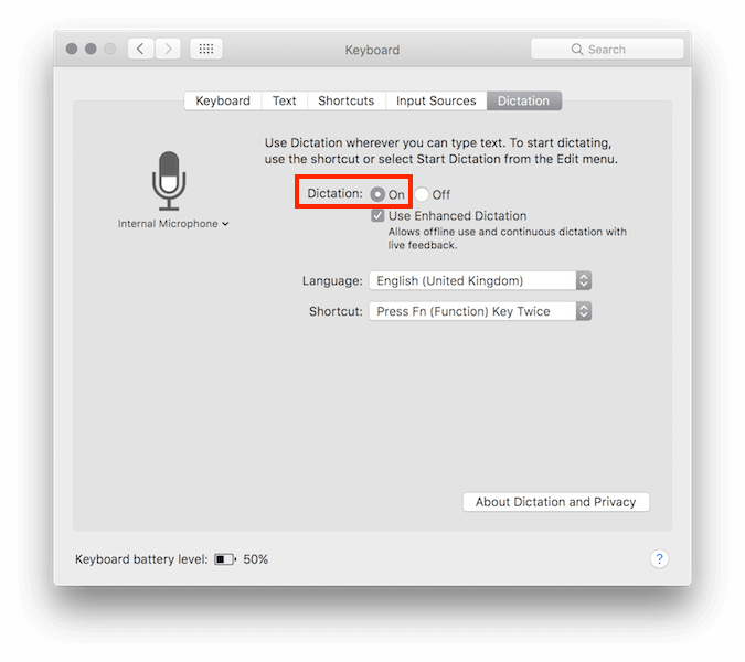 list of apple dictation commands on sierra