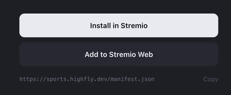 Sports Streams Config Page