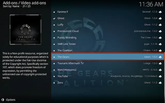 Select the Gears