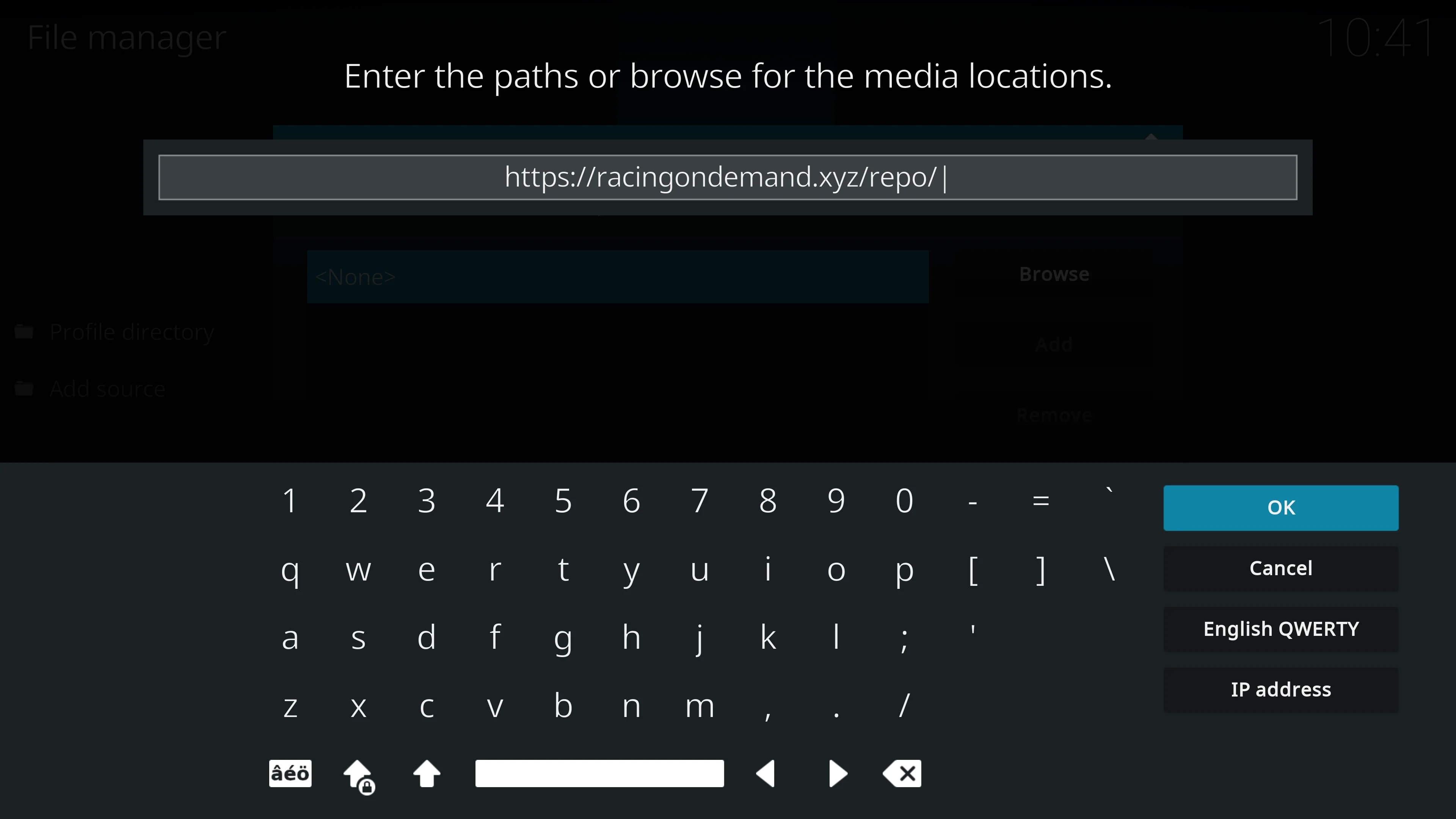 Enter the repo address on your Kodi device