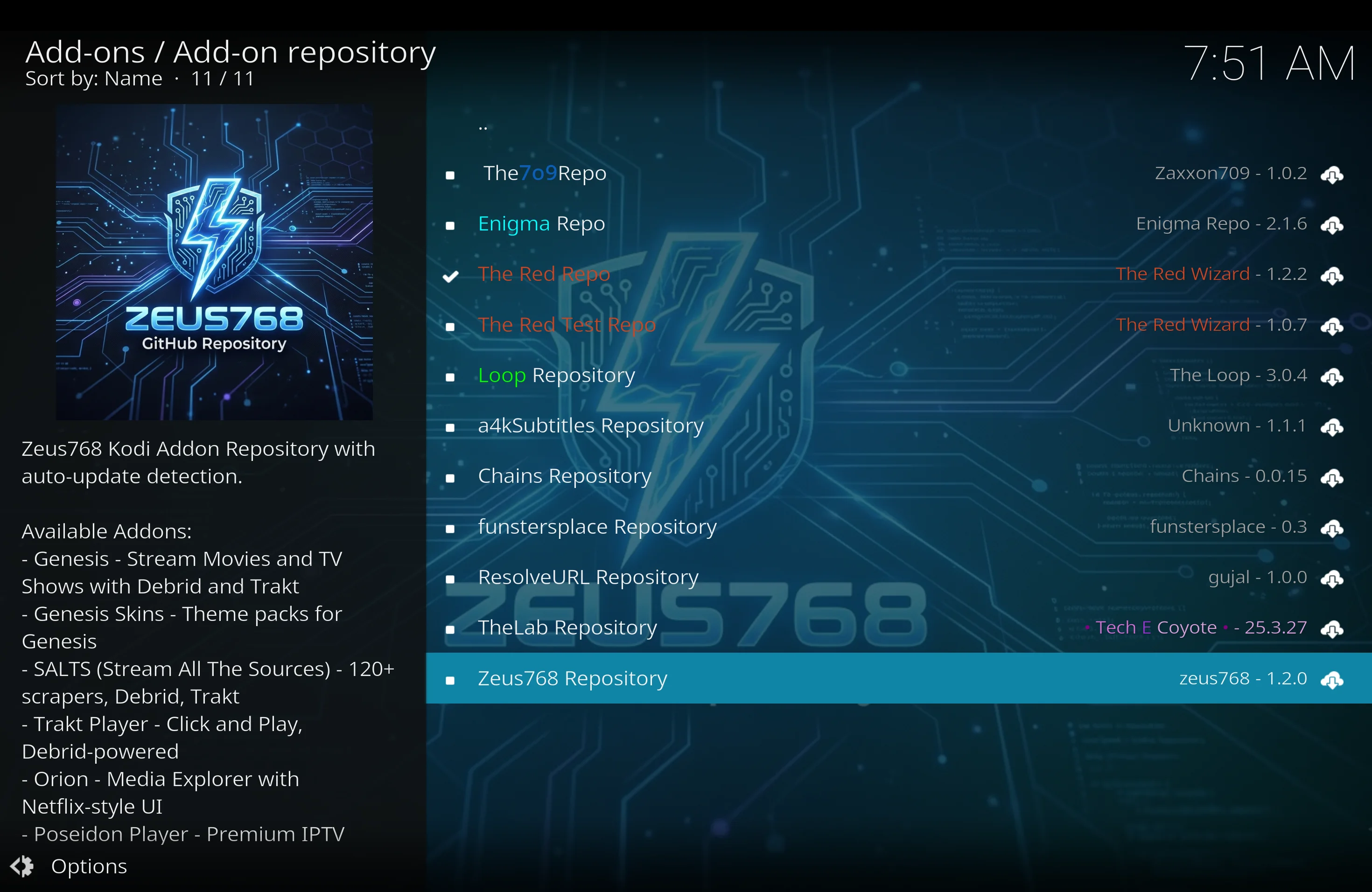 select zeus 768 repositoryons